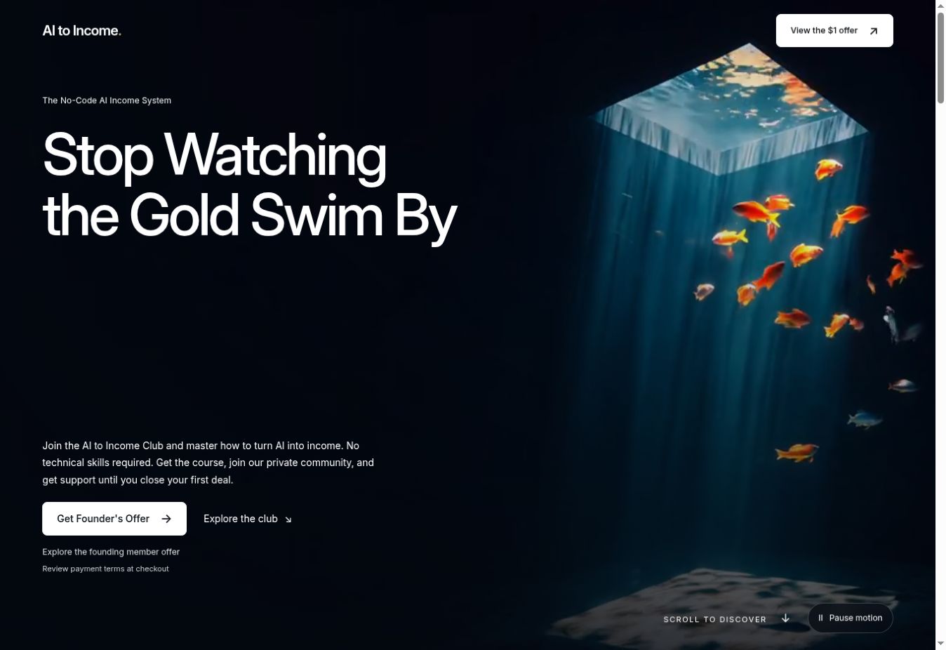 AI to Income Club homepage preview