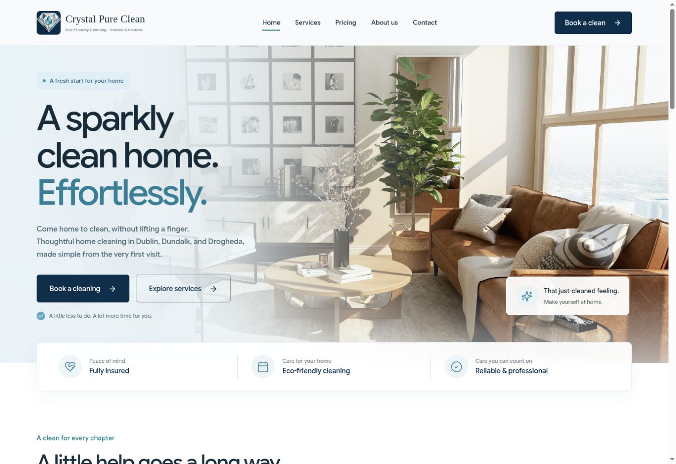 Crystal Pure Cleaning homepage preview